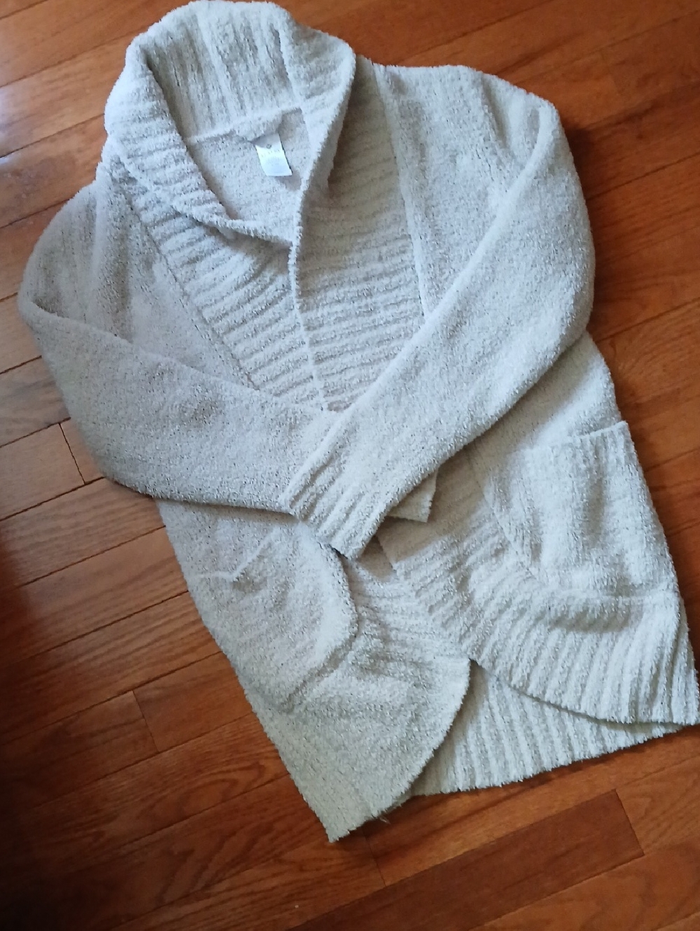 Cozy Open-Front Shawl Collar Lounge Cardigan - Cream Size S/M